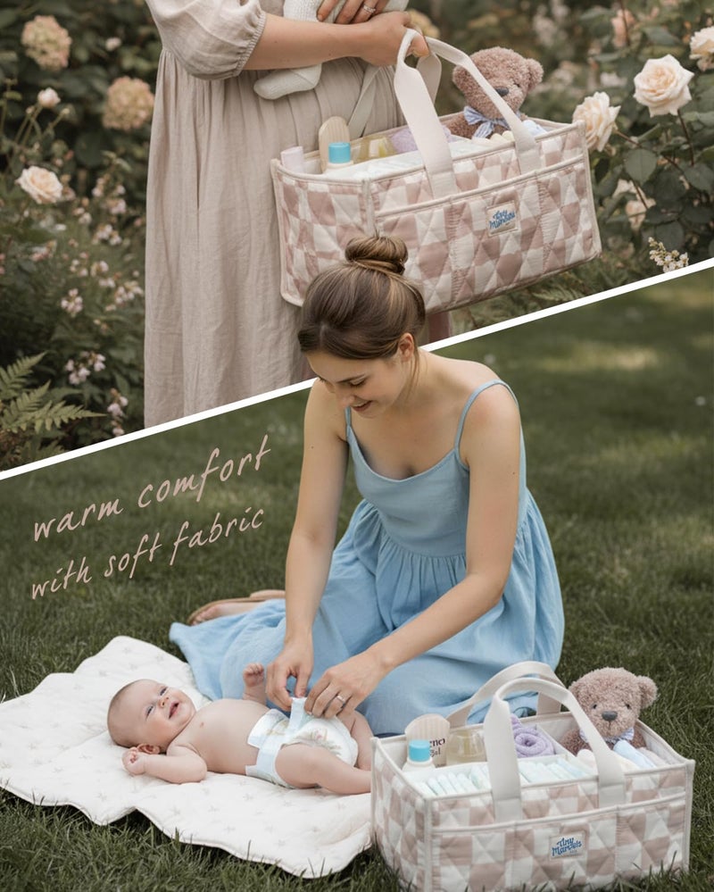 Tiny Marvels Baby Diaper Caddy Organizer, Water Repellency Baby Basket for Newborn Essentials and Diaper Station, Gift for Baby Shower and Registry Must-Have, Portable Storage for Travel - Image 2